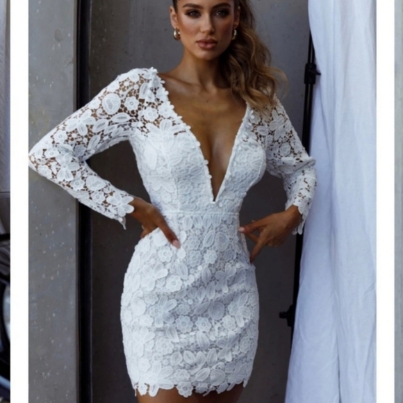 SELFIE LESLIE FIRST DANCE LACE MINI DRESS WHITE - Picture 3 of 16